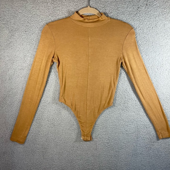 JLUXLABEL DEEP TAUPE INESSA SHEER HIGH NECK BODYSUIT Size Small - Picture 7 of 8